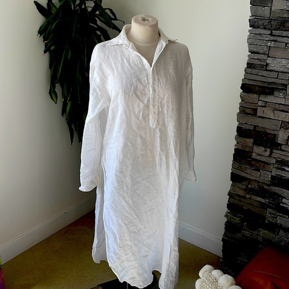 Ralph Lauren maxi linen shirt dress with side slits - Picture 1 of 5